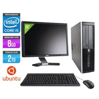 HP Pc  Elite 8200 SFF + Ecran 20'' - Noir - Intel Core i5-2400 / 3.10 GHz - RAM 8 Go - HDD 2 To - DVD - Gigabit Ethernet - Ubuntu / Linux 