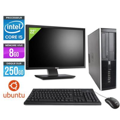 HP Pc  Elite 8200 SFF + Ecran 22'' - Noir - Intel Core i5-2400 / 3.10 GHz - RAM 8 Go - HDD 250 Go - DVD - Gigabit Ethernet - Ubuntu / Linux 