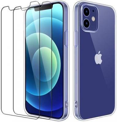 Coque Silicone + 2 Vitres Protection Ecran Pour Apple iPhone 12
