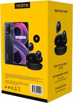 REALME Pack Smartphone  8 6.4"" Double SIM 5G 128 Go Noir + Ecouteurs sans fil Bluetooth  Buds Air 2 Neo &agrave; r&eacute;duction du bruit Noir 