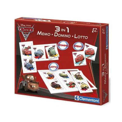 CLEMENTONI  Cars - Kit 3 En 1 Memo Domino Loto