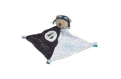 SAUTHON Doudou Mouchoir en Velours Bleu