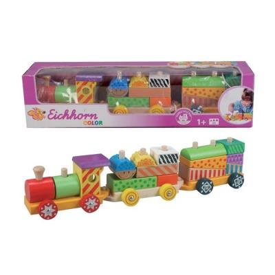 EICHHORN  - Ref 2223 - Jouet En Bois - Petit Train 1 Locomotive Et 2 Wagons (Long De 41 Cm)