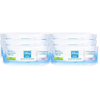 MIXA Lingettes ultra-douces au lait de toilette, sans rincer