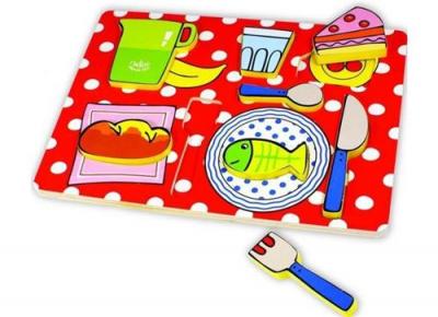 JANOD Puzzle En Bois Plateau Repas 8 Pieces - Vilac - Puzzle A Encastrer