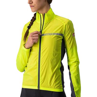 CASTELLI Veste fine coupe-vent  Squadra Stretch jaune fluo gris fonc&eacute; femme - XL