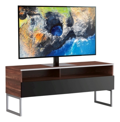 MELICONI Meuble tv 2 niches 1 porte bois fonc&eacute; et noir genova 120 cm