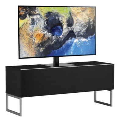MELICONI Meuble tv tissu acoustique et bois m&eacute;lamin&eacute; noir palermo 120 cm