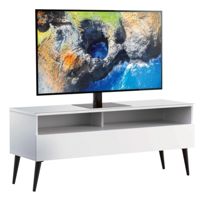 MELICONI Meuble tv 1 porte 2 niches bois blanc nacka 120 cm
