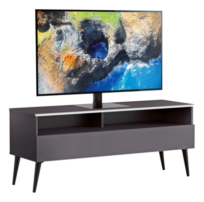 MELICONI Meuble tv 1 porte 2 niches m&eacute;lamin&eacute; gris halmstad 120 cm