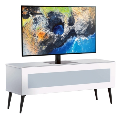 MELICONI Meuble tv verre infrarouge et m&eacute;lamin&eacute; blanc goteborg 120 cm