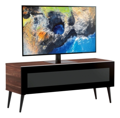 MELICONI Meuble tv verre infrarouge et bois fonc&eacute; linkoping 120 cm