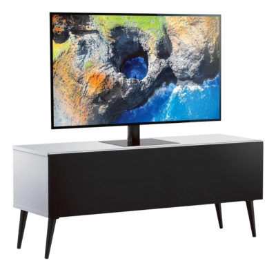 MELICONI Meuble tv tissu acoustique noir et m&eacute;lamin&eacute; blanc orebro 120 cm