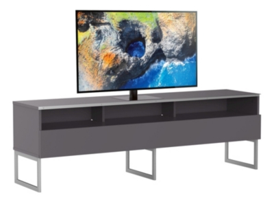 MELICONI Meuble tv 3 niches 1 porte m&eacute;lamin&eacute; gris et pieds m&eacute;tal bari 160 cm