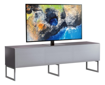 MELICONI Meuble tv tissu acoustique et m&eacute;lamin&eacute; gris pieds m&eacute;tal venezia 160 cm