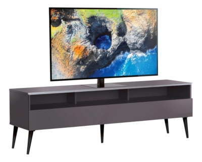 MELICONI Meuble tv 1 porte 3 niches m&eacute;lamin&eacute; gris halmstad 160 cm
