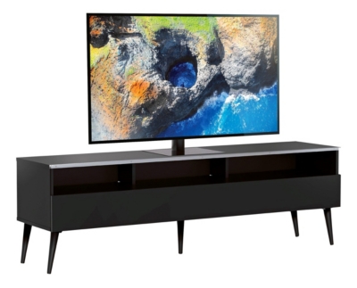 MELICONI Meuble tv 1 porte 3 niches m&eacute;lamin&eacute; noir boras 160 cm