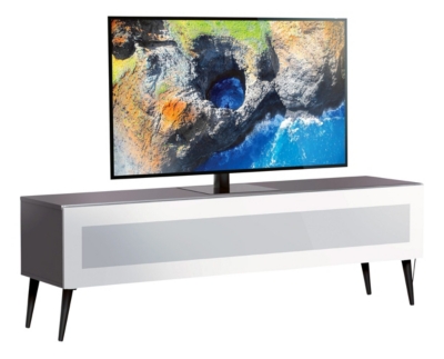 MELICONI Meuble tv verre infrarouge et m&eacute;lamin&eacute; gris malmo 160 cm