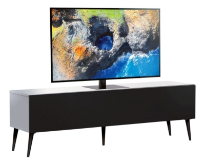 MELICONI Meuble tv tissu acoustique noir et m&eacute;lamin&eacute; blanc orebro 160 cm