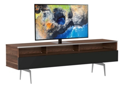 MELICONI Meuble tv 3 niches 1 porte bois fonc&eacute; et noir esperance 160 cm