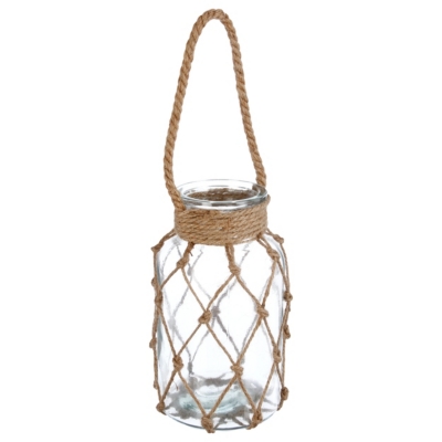 UNKNOWN PHOTOPHORE EN VERRE + CORDE RAFFIA 26CM  Transparent