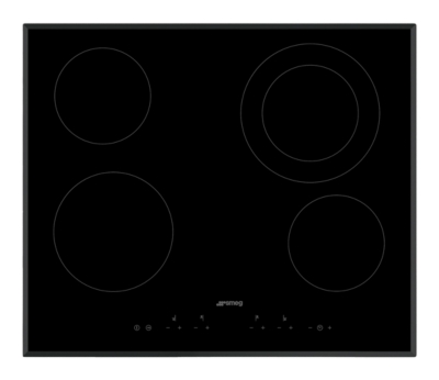 SMEG Table vitroc&eacute;ramique  SE364ETB 4 foyers Noir