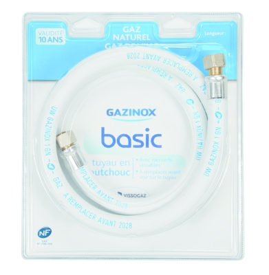 GAZINOX Tuyau caoutchouc gaz naturel, garantie 10 ans, H.200 cm - 