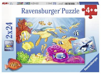 RAVENSBURGER Puzzle 24 Pi&egrave;ces : 2 Puzzles - Monde Sous-marin Color&eacute;, 