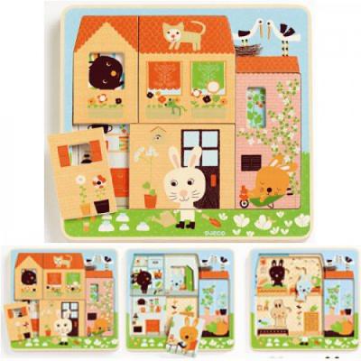 DJECO -puzzle 3 Niveaux ""le Cottage Des Lapins
