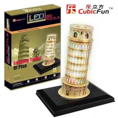 CUBIC FUN Puzzle 15 Pi&egrave;ces : Puzzle 3D avec LED - Tour de Pise, 