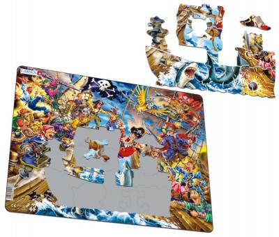 LARSEN  US37 Bataille des Pirates, Puzzle Cadre avec de 39 pi&egrave;ces