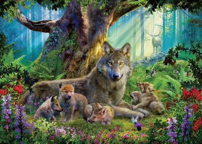 RAVENSBURGER  jigsaw puzzle family wolf in the forest, 1000st.