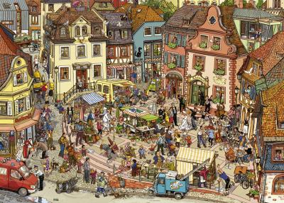 HEYE Puzzle 1000 pi&egrave;ces : place du march&eacute;, g&ouml;bel et knorr