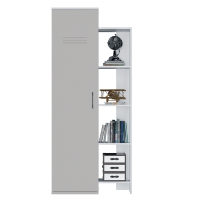 GAMI Colonne 1 porte avec 1 &eacute;tag&egrave;re 4 niveaux gris et blanc - hampton