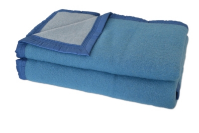 Couverture laine Woolmark Hauteluce 500 g 220 x 240 cm Myosotis/Ciel