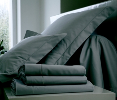 BLANC DES VOSGES Drap housse Satin  140 x 190 cm Ardoise