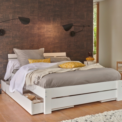 CAMIF Drap percale bio Elise   180 x 290 cm Gris Mastic