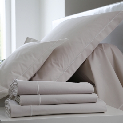 BLANC DES VOSGES  Uni Percale Housse de couette Coton Lin 260 x 240 cm