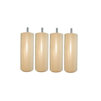 Jeu de 4 pieds cylindriques bois vernis 20 cm