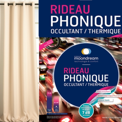 Rideau phonique et isolant thermique 135X260 Moondream - Coquille