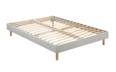 MERINOS  Sommier en kit d&eacute;co gris chin&eacute; &agrave; lattes  140x190