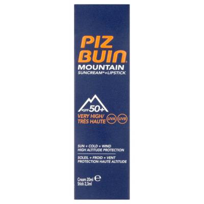 PIZ BUIN  Cr&egrave;me Solaire Montagne + Rouge &agrave; L&egrave;vres 20 ml FPS 50 ET PLUS
