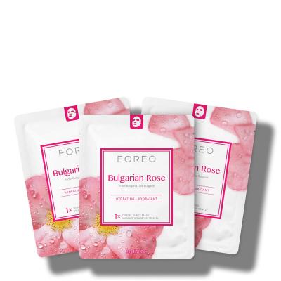 FOREO Masque en tissu hydratant &agrave; la rose bulgare  (lot de 3)