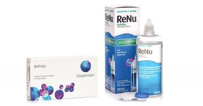 BIOFINITY  CooperVision (6 lentilles) + Solunate Multi-Purpose 400 ml avec &eacute;tui