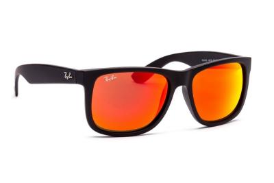RAY BAN Ray-ban justin rubber black brun miroit&eacute; orange - small-medium - noir