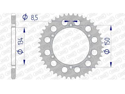 AFAM Couronne  aluminium 44 dents Kawasaki KX / KXF