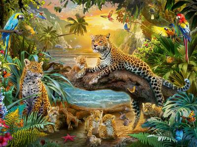 RAVENSBURGER Puzzle 1500 pi&egrave;ces : L&eacute;opards dans la jungle 