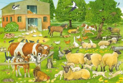 SCHMIDT SPIELE Puzzle - - Familles d'animaux a la ferme - 100 pieces - Des 6 ans