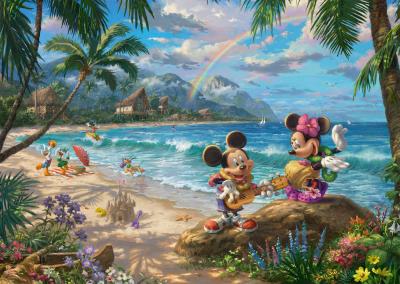 SCHMIDT SPIELE Puzzle 1000 pi&egrave;ces Disney : Thomas Kinkade : Minnie et Mickey &agrave; Hawai