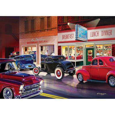 MASTERPIECES  Cruisin Phils Diner - Classic Cars 1000 Piece Jigsaw Puzzle by Bruce Kaiser 